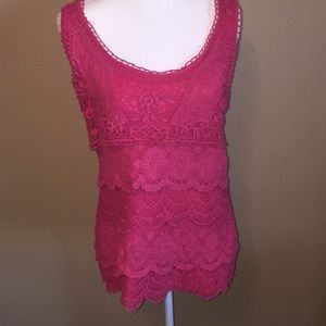 🎉 Pink tank top with lace